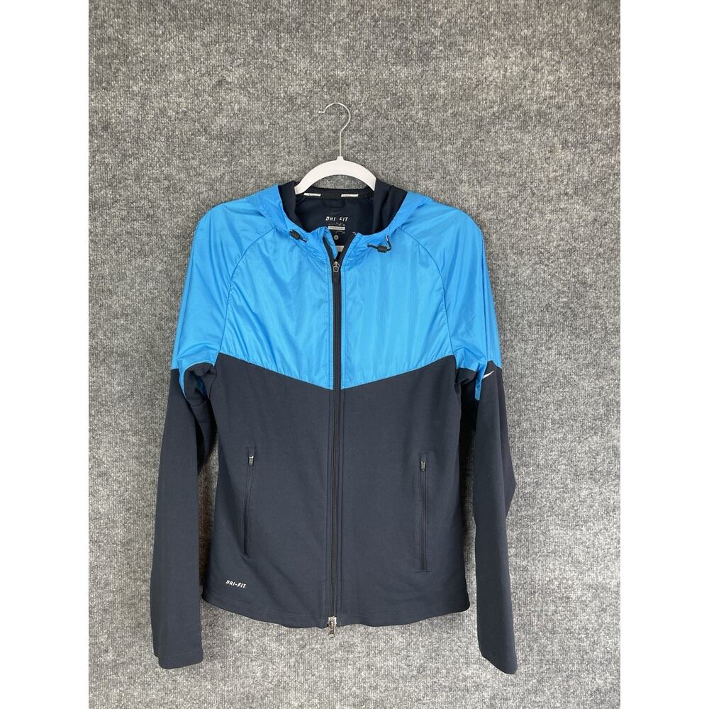 Nike Dri-Fit running jacket blue and black colorway Size Small Sweat-wicking Tec